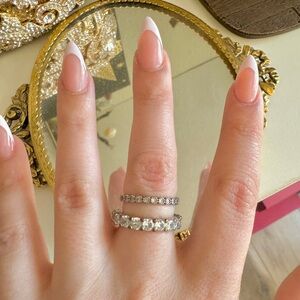 Crystal 2pc Nordstrom Silver Stack Rings Sz 5.5